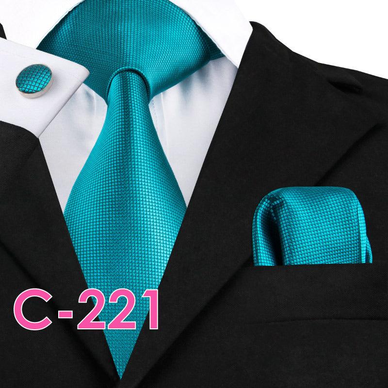 Men's solid silk tie and handkerchief set – product photo 3 of 20