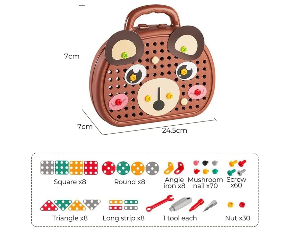 Magic Montessori Play Toolbox,Creative Magic Play Toolbox Bear w/ Drill Game Toy.