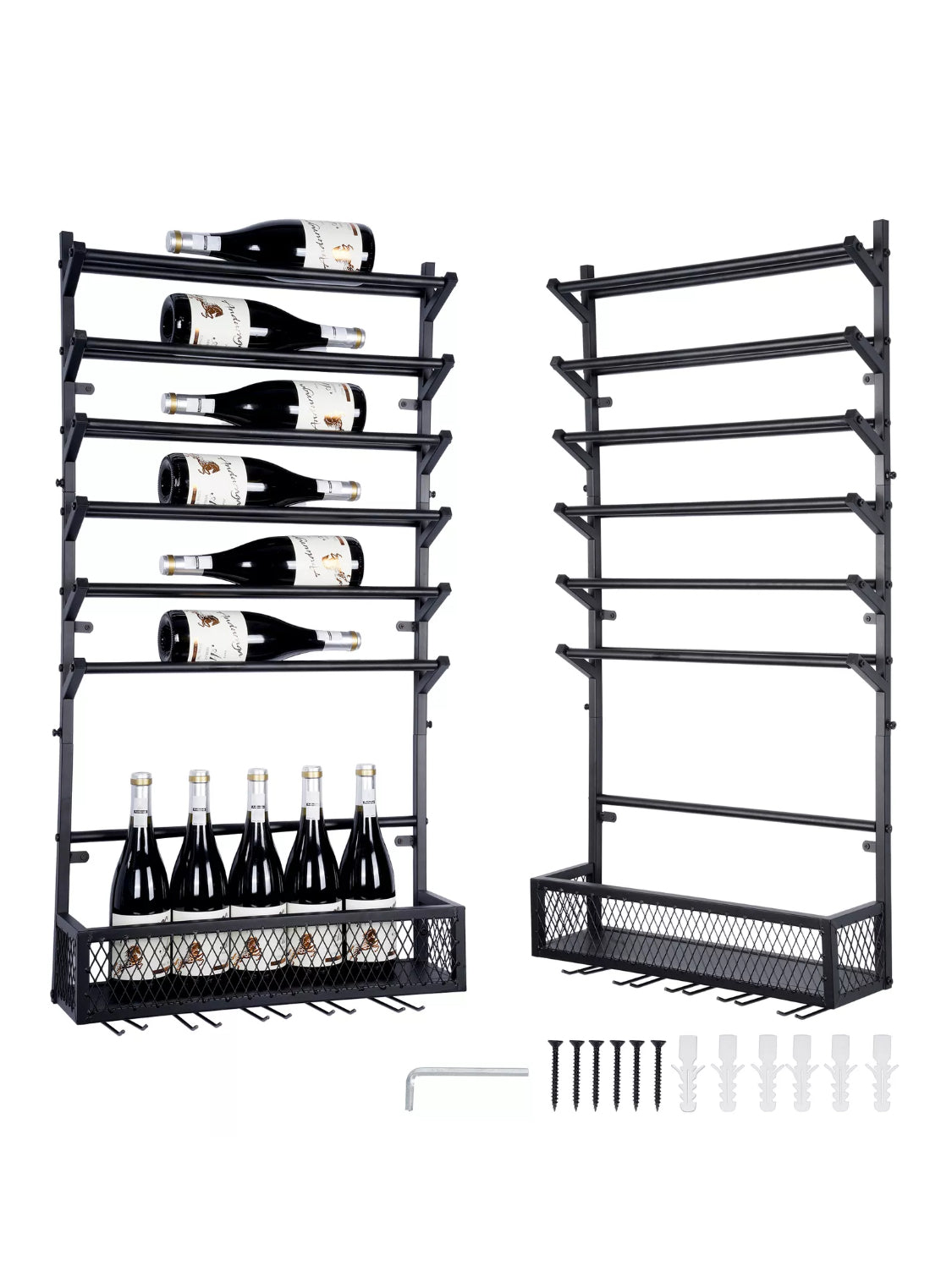 Wall-mounted metal wine rack – product view 3 of 11