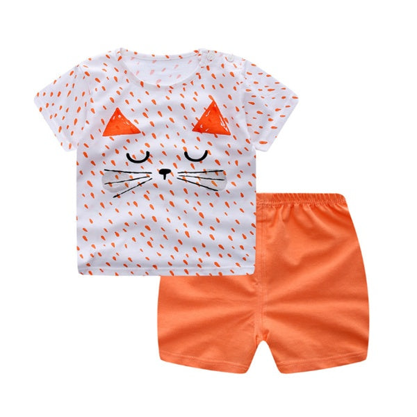 Cartoon Clothing Baby Boy Summer Clothes T-shirt Baby Girl Casual Clothing Sets Kaps B International
