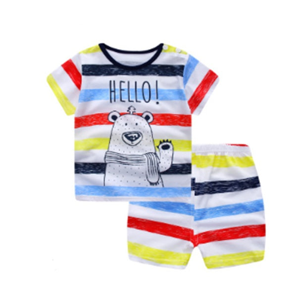 Cartoon Clothing Baby Boy Summer Clothes T-shirt Baby Girl Casual Clothing Sets Kaps B International