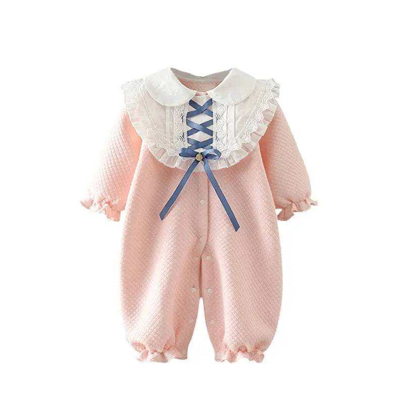 Soft yellow and pink cotton baby onesies air cotton baby thickened warm romper romper for infants