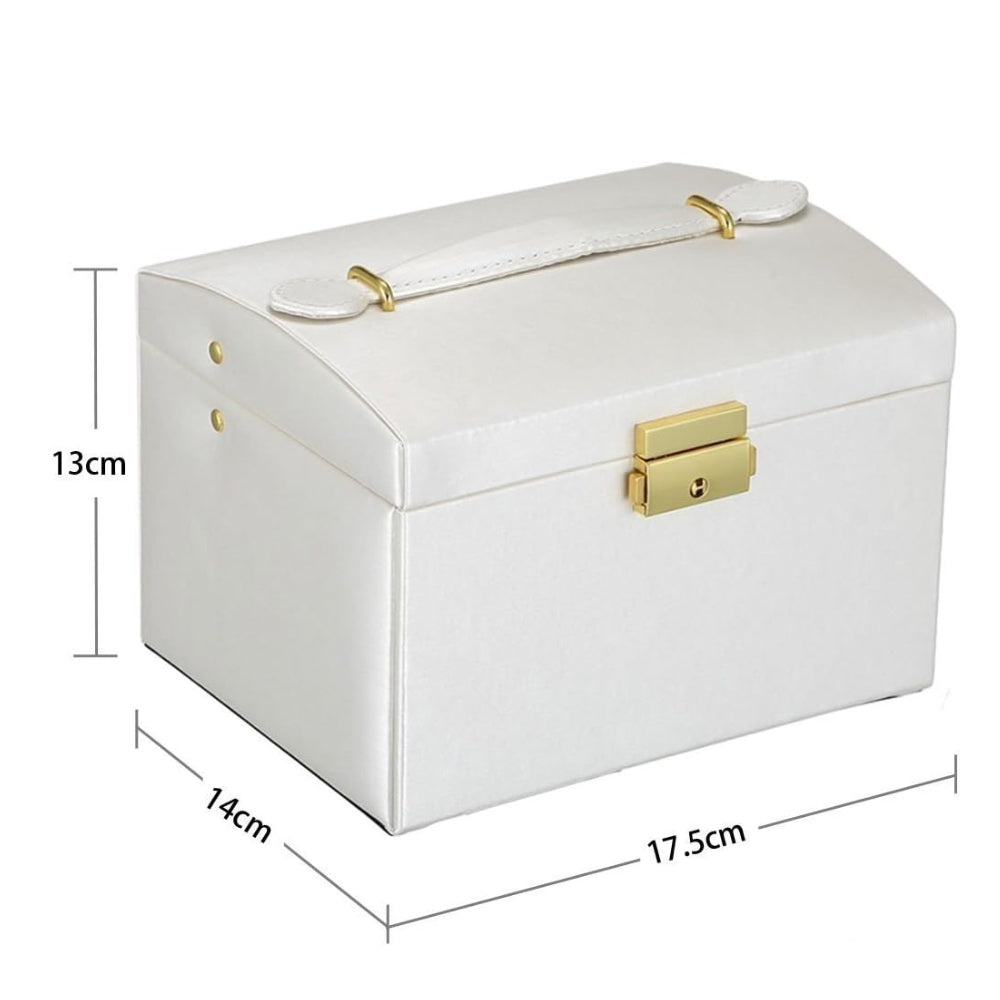 Multi Functional Three Layer Leather Drawer Style Jewelry Box Earrings Earrings Lock Jewelry Box_9