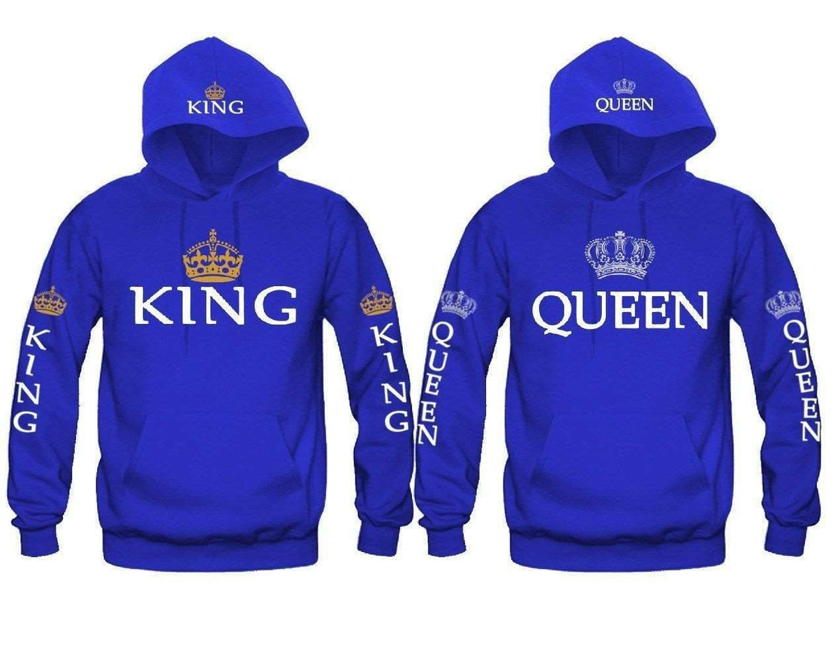 Blue King & Queen Hoodies Unbranded