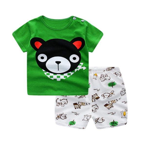 Cartoon Clothing Baby Boy Summer Clothes T-shirt Baby Girl Casual Clothing Sets Kaps B International