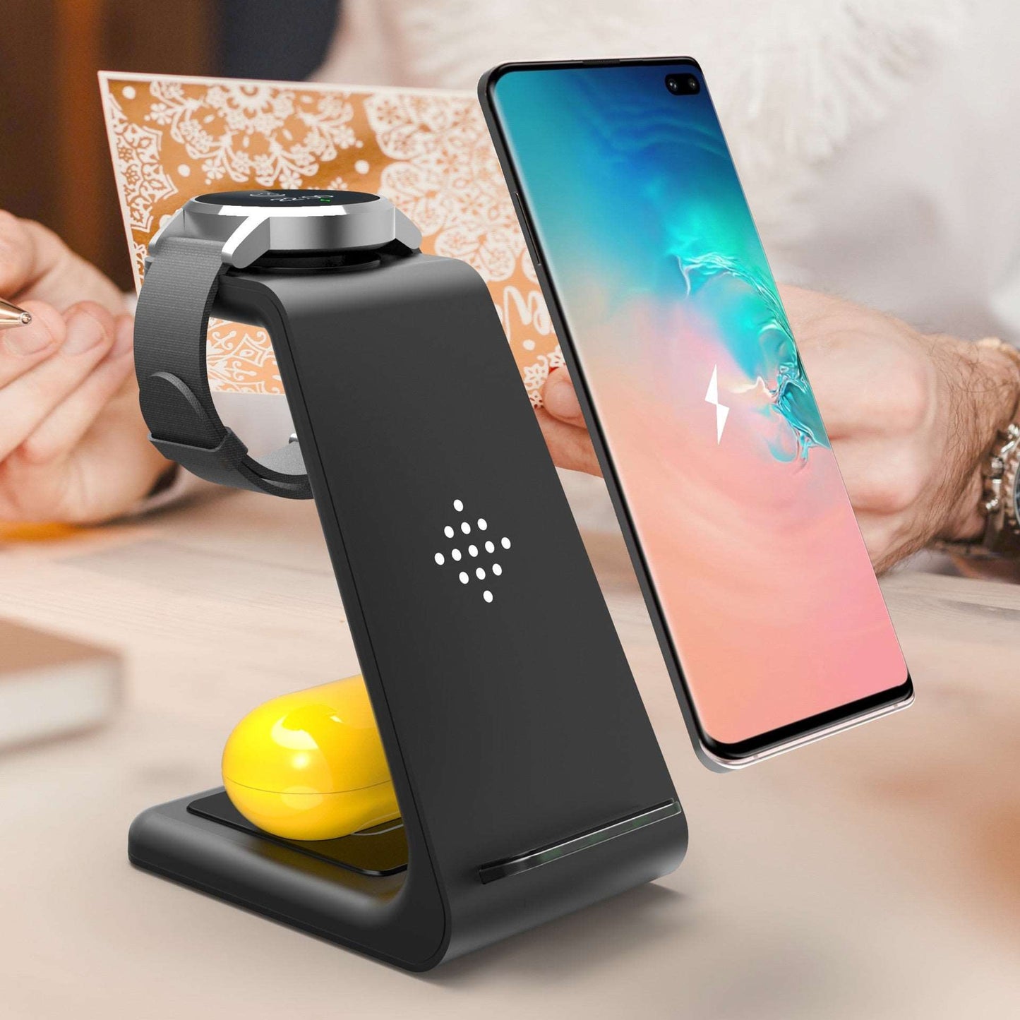 3 In 1 Fast Charging Station Wireless Charger Stand Wireless Quick Charge Dock For Phone Holder Unbranded