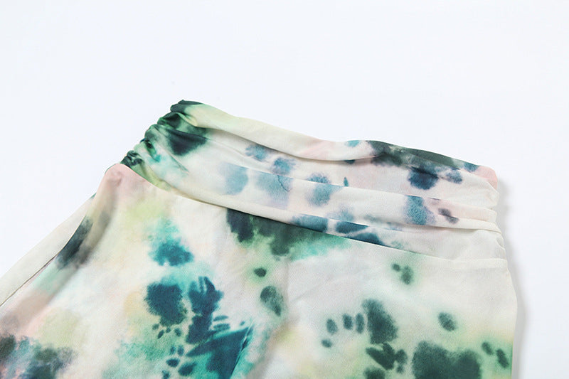 2-piece tie-dye halter backless maxi dress set – product photo, view 5