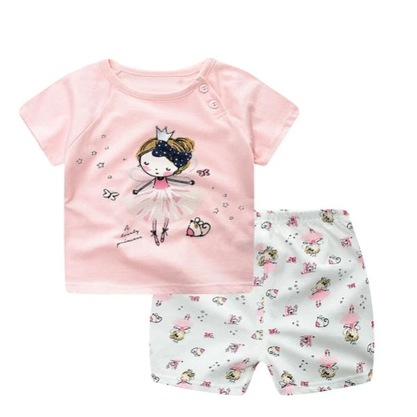Cartoon Clothing Baby Boy Summer Clothes T-shirt Baby Girl Casual Clothing Sets Kaps B International