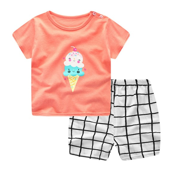 Cartoon Clothing Baby Boy Summer Clothes T-shirt Baby Girl Casual Clothing Sets Kaps B International