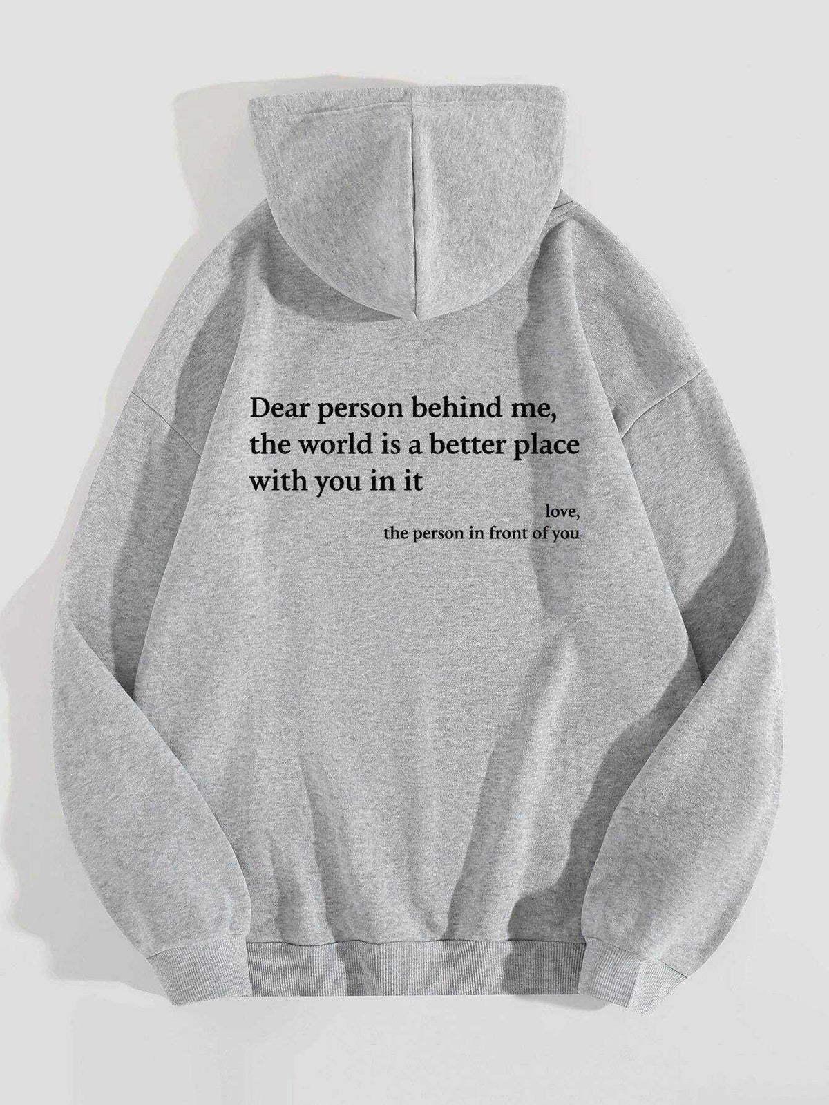 Women’s plush letter printed kangaroo pocket drawstring hoodie with long sleeves and hooded collar