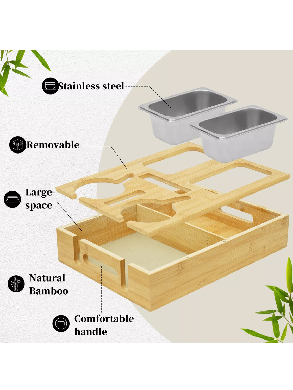 Bamboo couch cup holder tray – product view 6 of 8