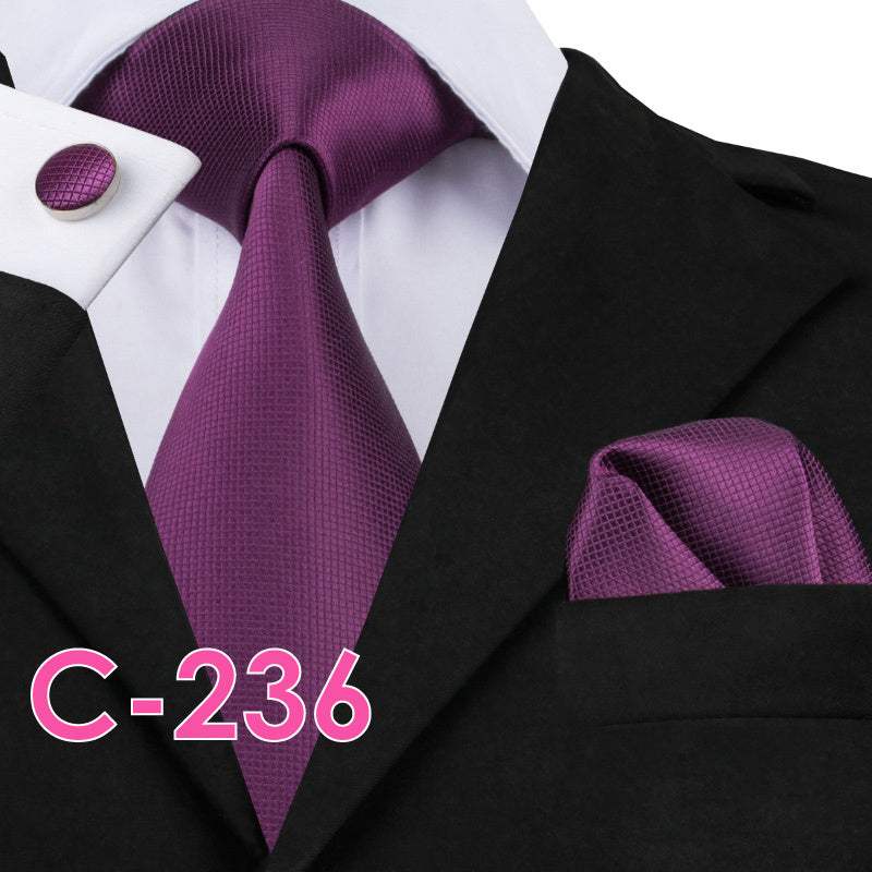 Men's solid silk tie and handkerchief set – product photo 4 of 20