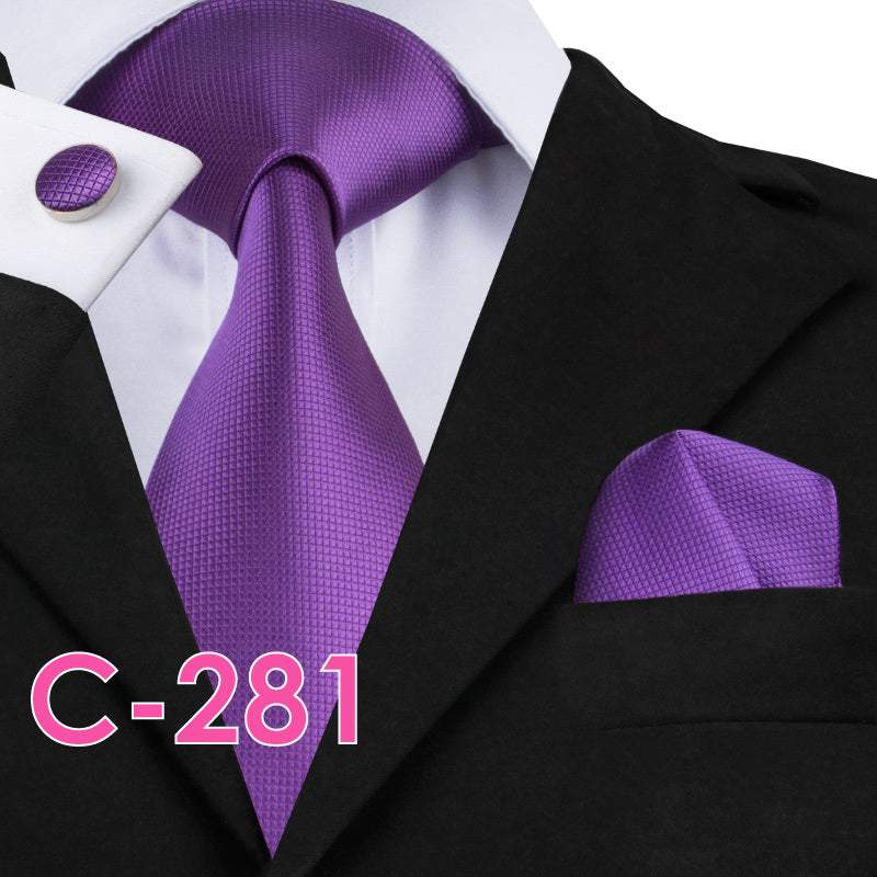 Men's solid silk tie and handkerchief set – product photo 7 of 20