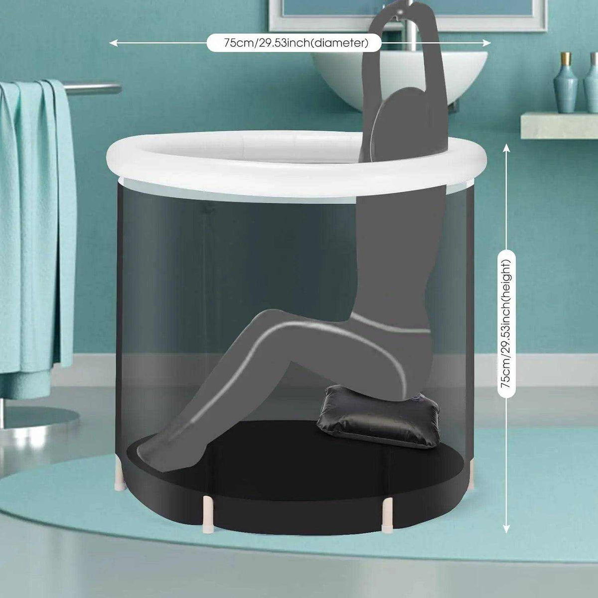 Foldable outdoor ice tub for portable cold water therapy and fitness recovery