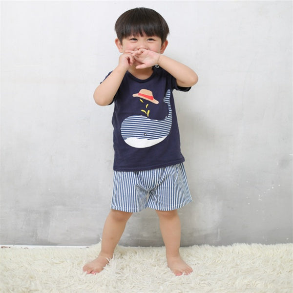 Cartoon Clothing Baby Boy Summer Clothes T-shirt Baby Girl Casual Clothing Sets Kaps B International