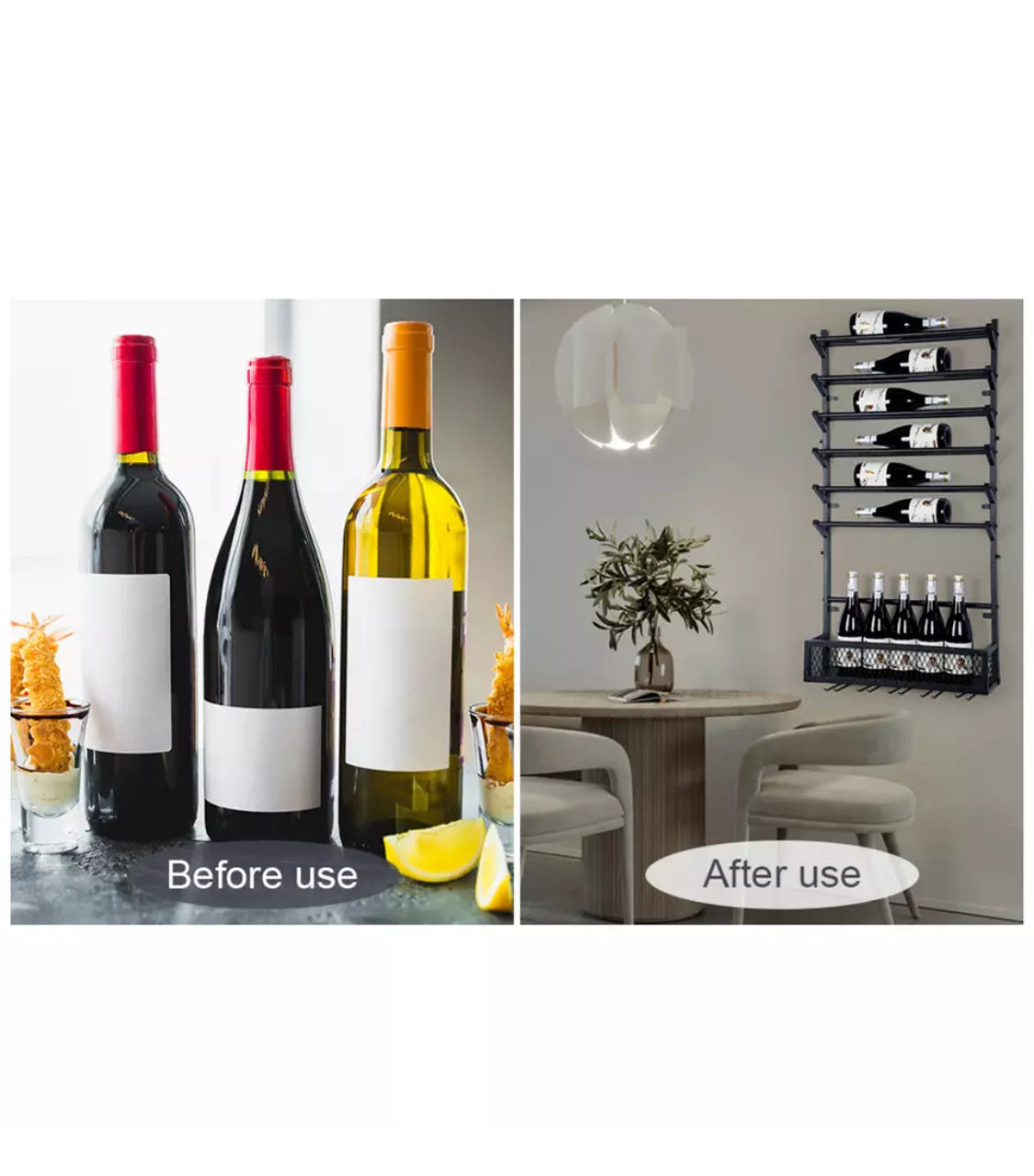 Wall-mounted metal wine rack – product view 7 of 11