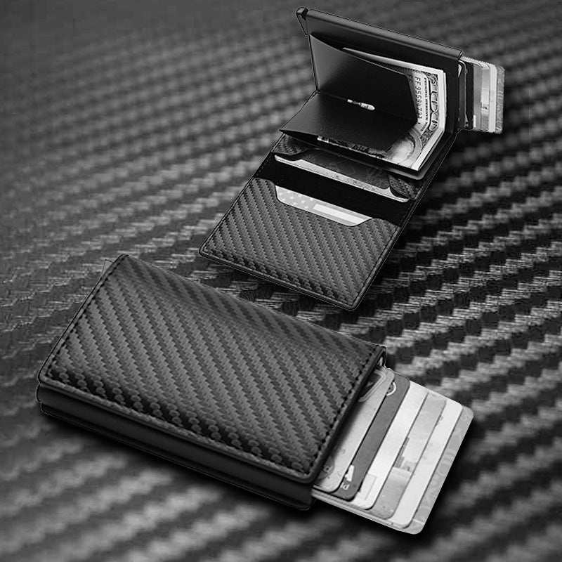 Slim credit card holder black carbon fiber minimalist wallet with multiple cards and cash storage
