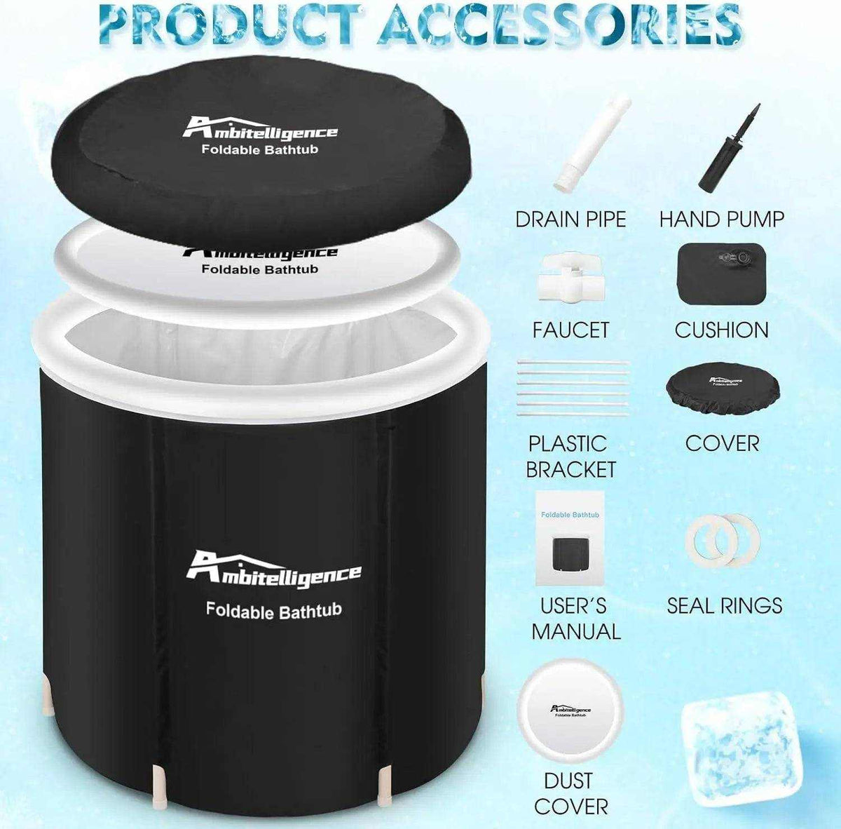 Foldable outdoor ice tub for portable cold water therapy and muscle recovery