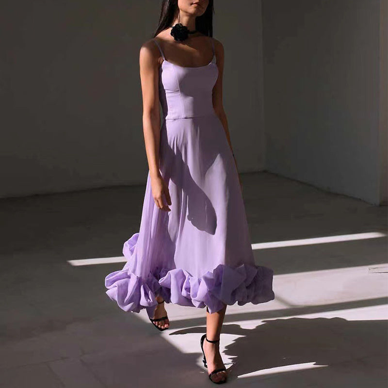 3D flower suspender A-line skirt – product photo, view 4