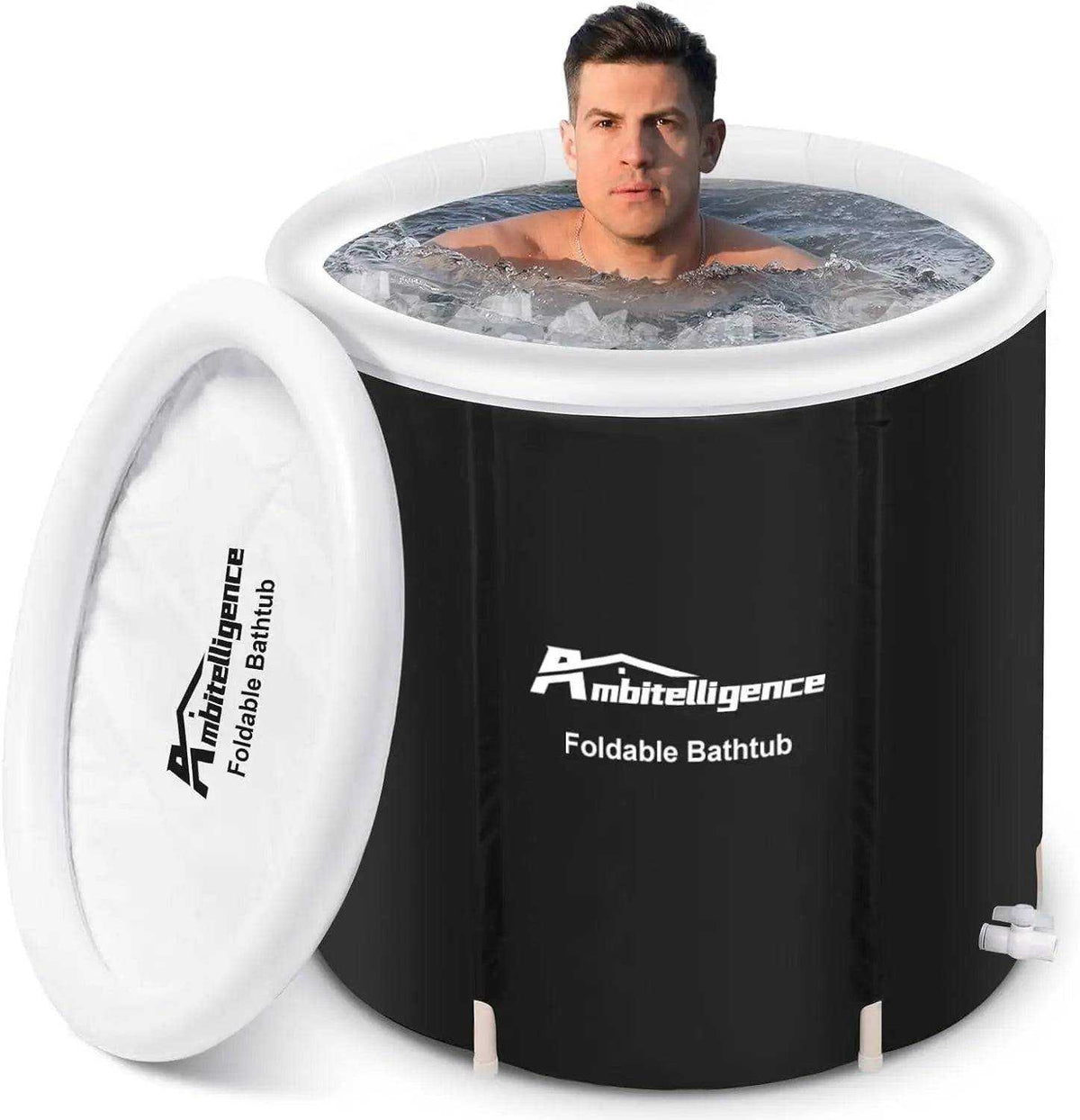 Foldable outdoor ice tub for portable cold water therapy and muscle recovery