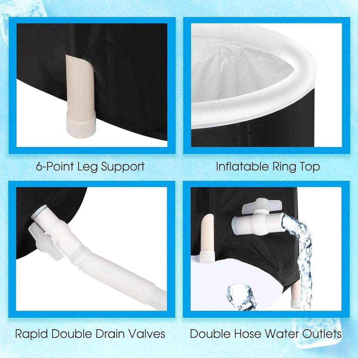 Foldable outdoor ice tub for portable cold water therapy and fitness recovery