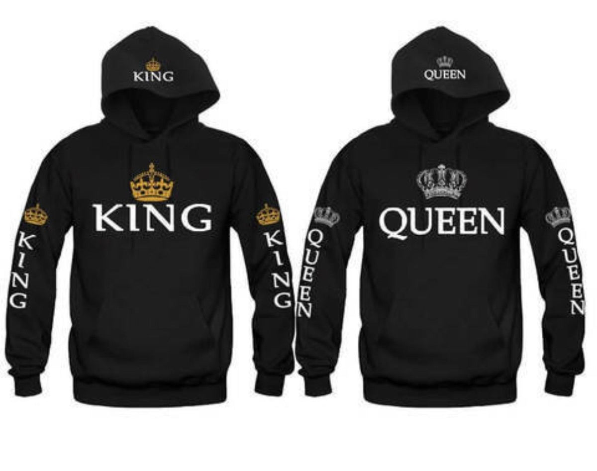 Blue King & Queen Hoodies Unbranded
