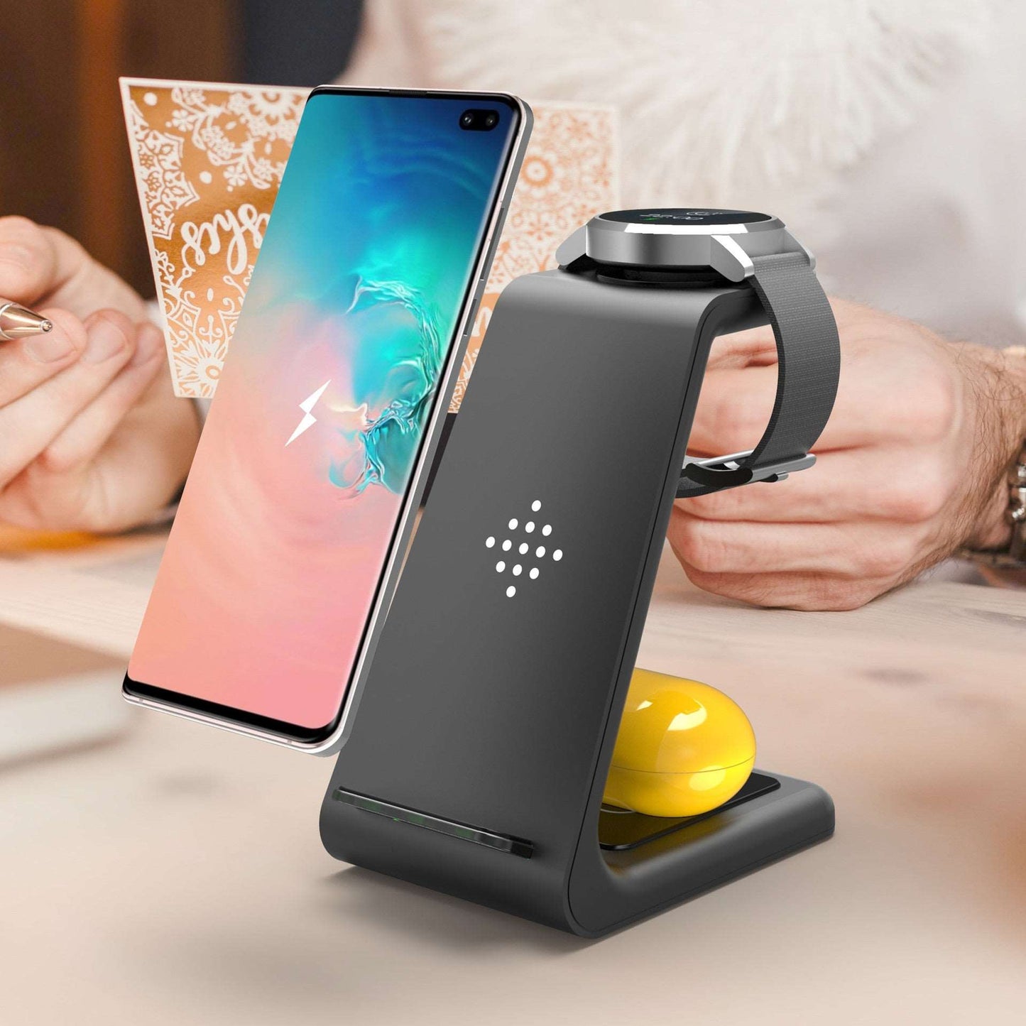 3 In 1 Fast Charging Station Wireless Charger Stand Wireless Quick Charge Dock For Phone Holder Unbranded