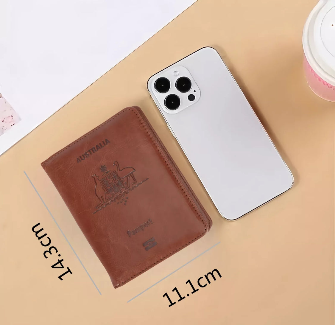 RFID Blocking Leather Travel Passport Wallet Holder