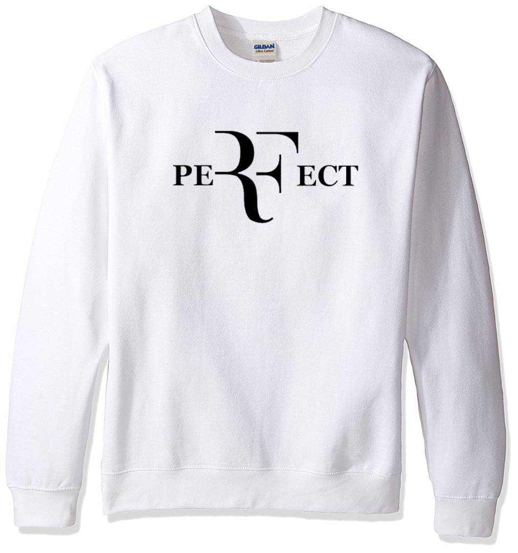 White fleece pullover with black "PERFECT" letter design for men winter original style