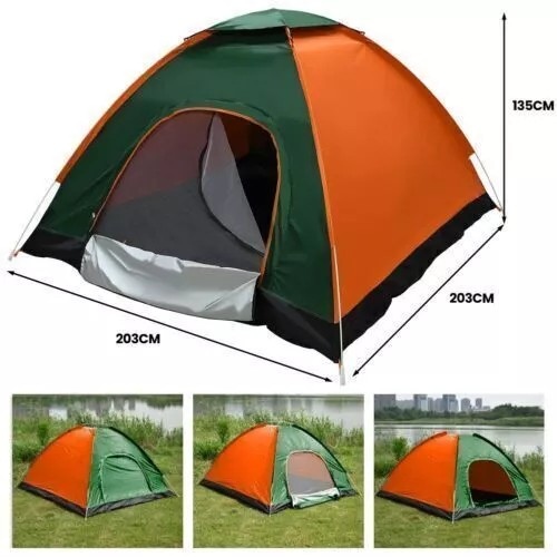 Full Automatic Pop Up Camping Tent, 3-4 Person Family Size, Waterproof Outdoor Hiking Shelter