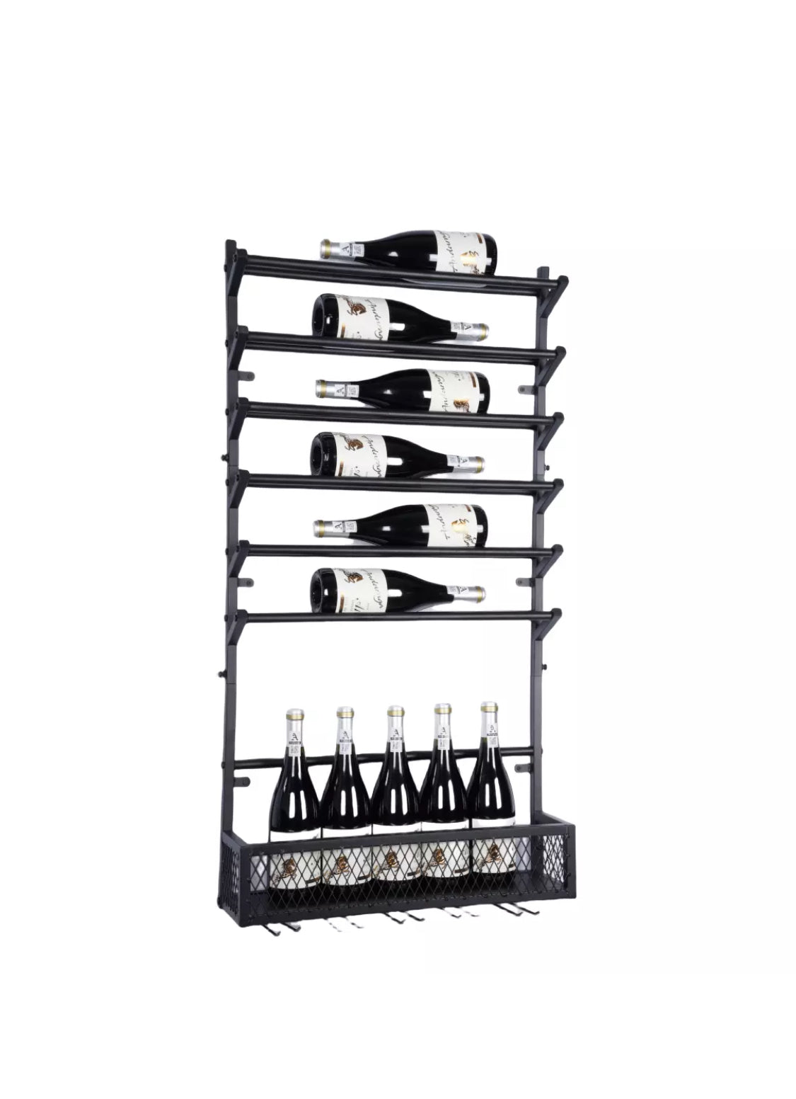 Wine Rack Wall Mounted Metal Cellar Wall Storage Holder Shelf Hanging Wine Rack