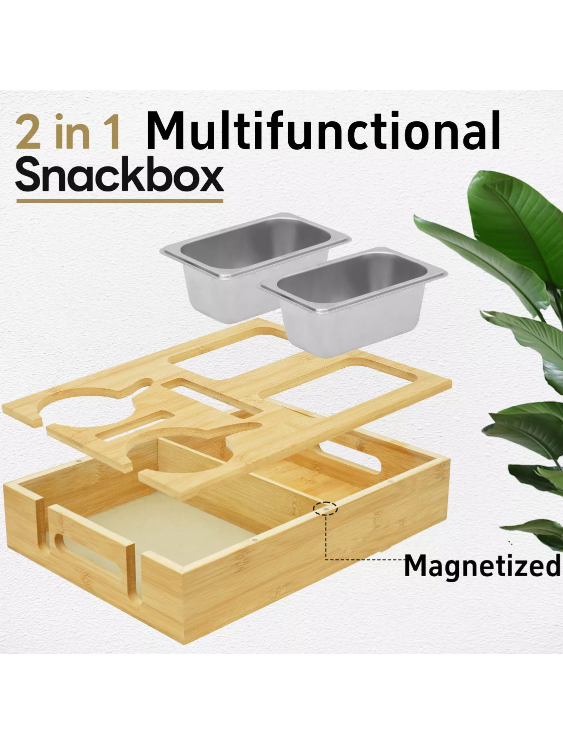 Bamboo Couch Cup Holder Tray - Versatile Bed & Car Organizer