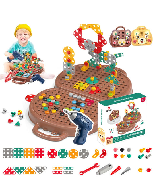 Magic Montessori Play Toolbox,Creative Magic Play Toolbox Bear w/ Drill Game Toy.