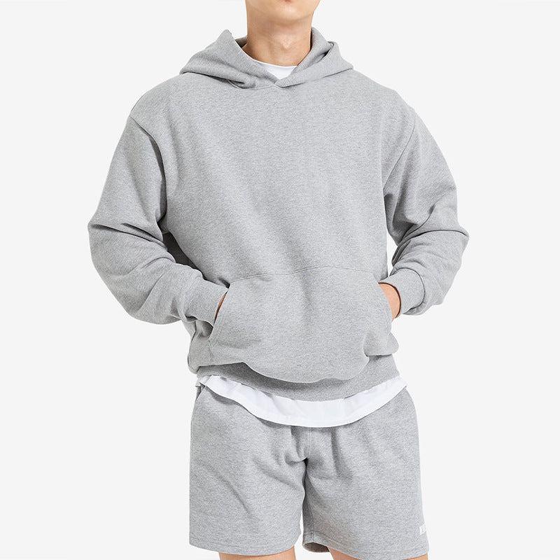 Terry Cotton Solid Color Sports Drop Shoulder Port Hoodie Unbranded