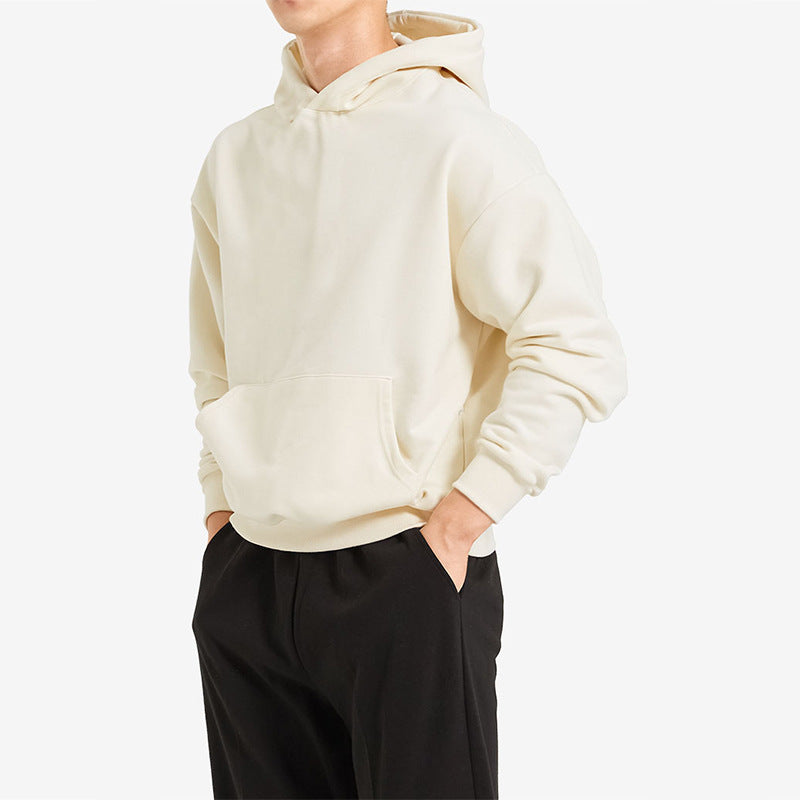 Terry Cotton Solid Color Sports Drop Shoulder Port Hoodie Unbranded