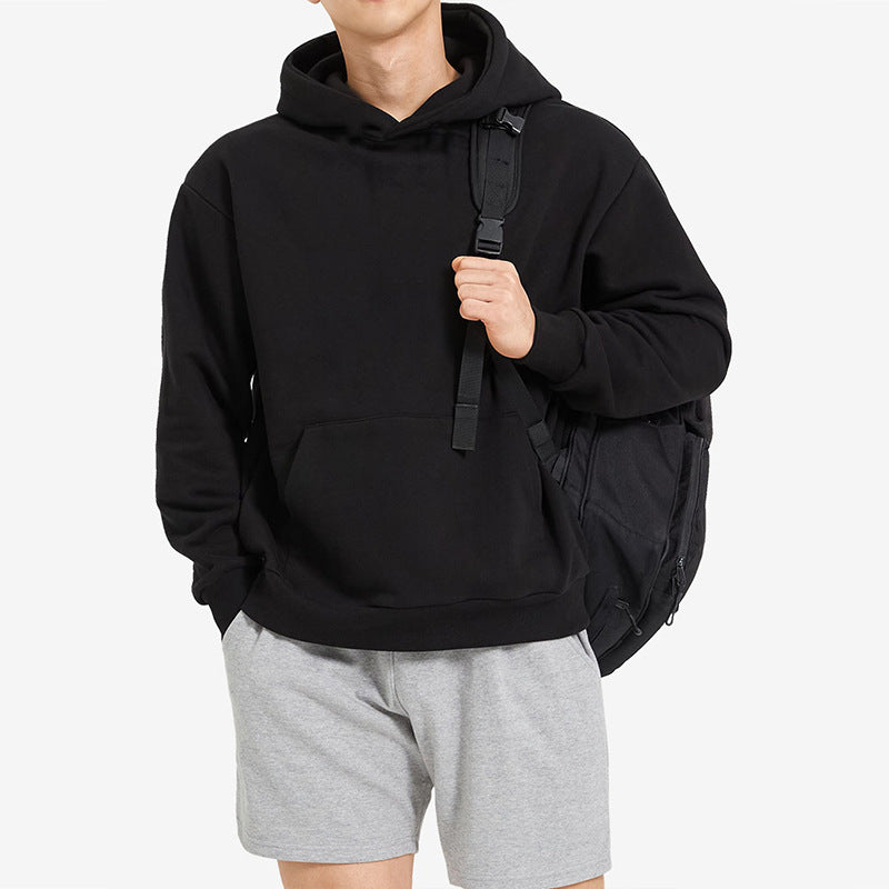 Terry Cotton Solid Color Sports Drop Shoulder Port Hoodie Unbranded