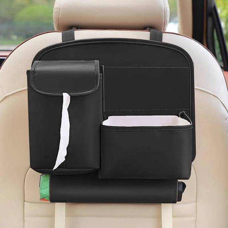 Multifunctional cute cartoon car storage bag made of waterproof leather for car organization