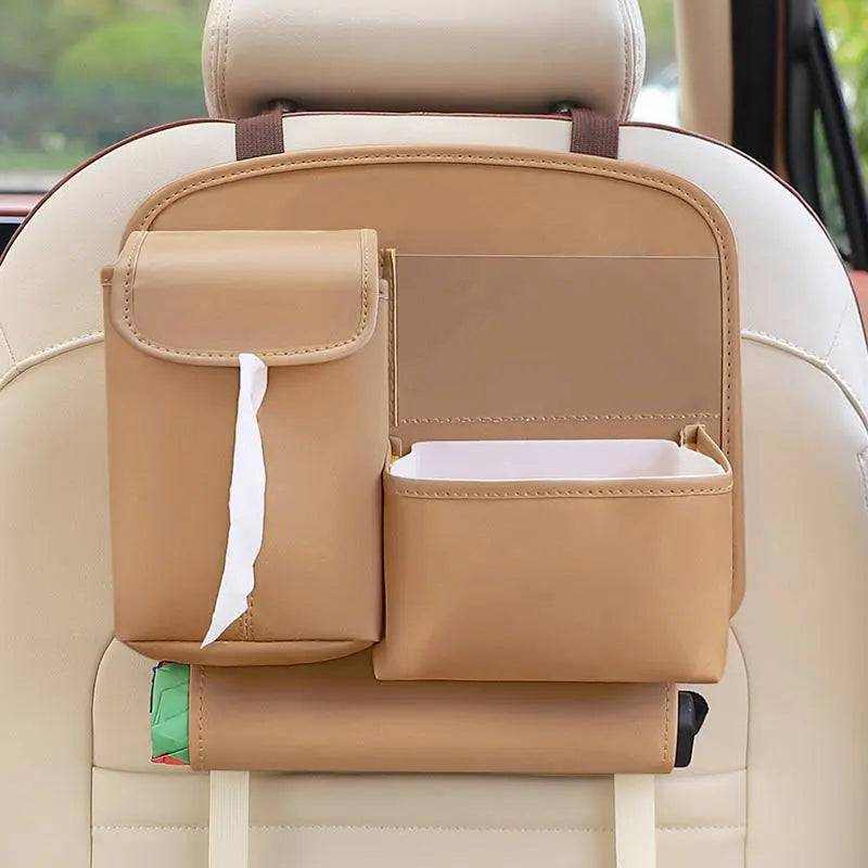 Multifunctional cute cartoon car storage bag waterproof leather hanging organizer
