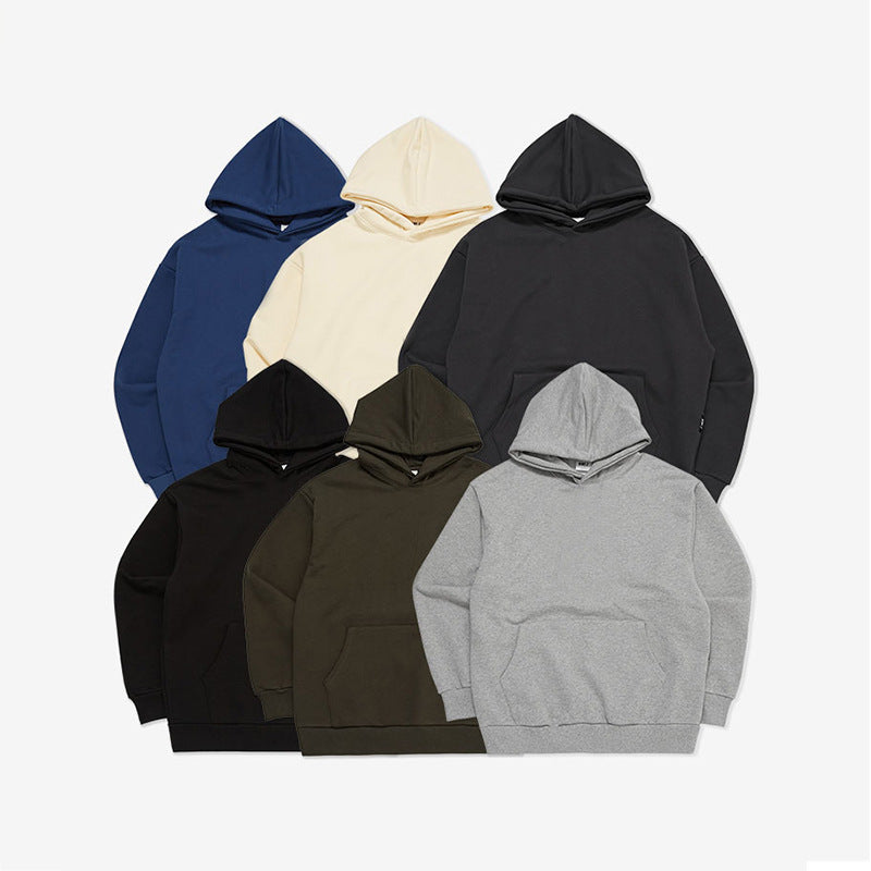Terry Cotton Solid Color Sports Drop Shoulder Port Hoodie Unbranded