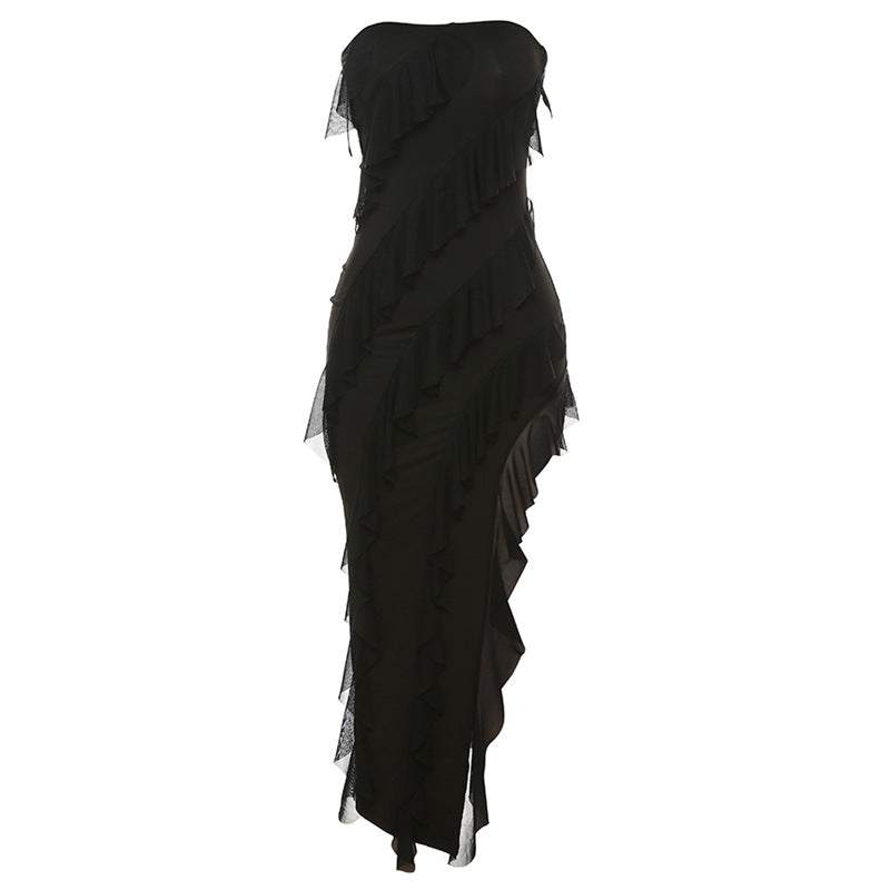Women's backless tube top split tassel party dress – product photo 8 of 10