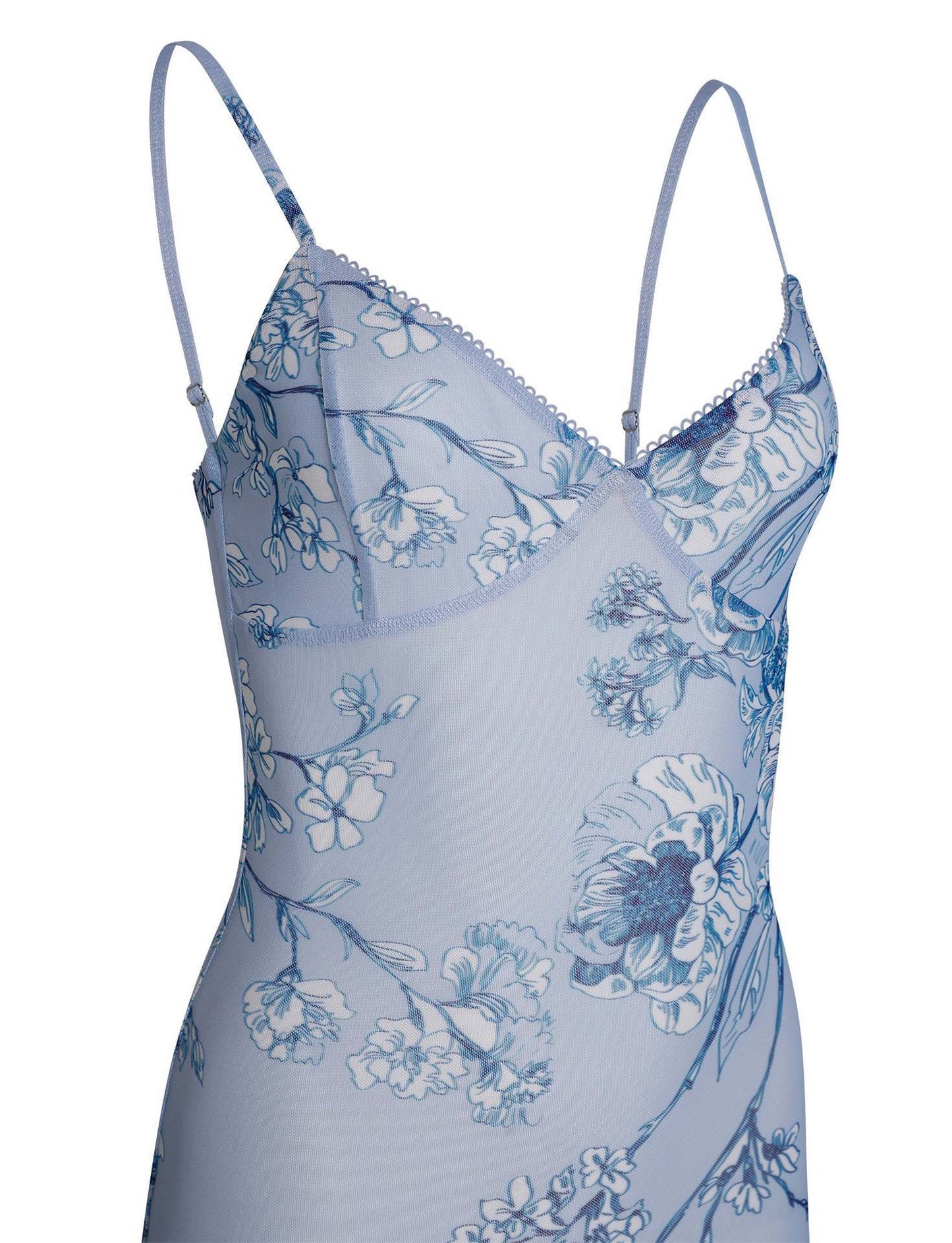 Women's floral print slip maxi dress with thin straps for summer, view 10
