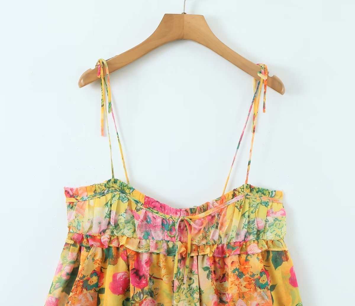 Y2K Flowers Print Suspender Dress Summer Fashion Ruffled Holiday Beach Short Dresses Womens Clothing Kaps B International