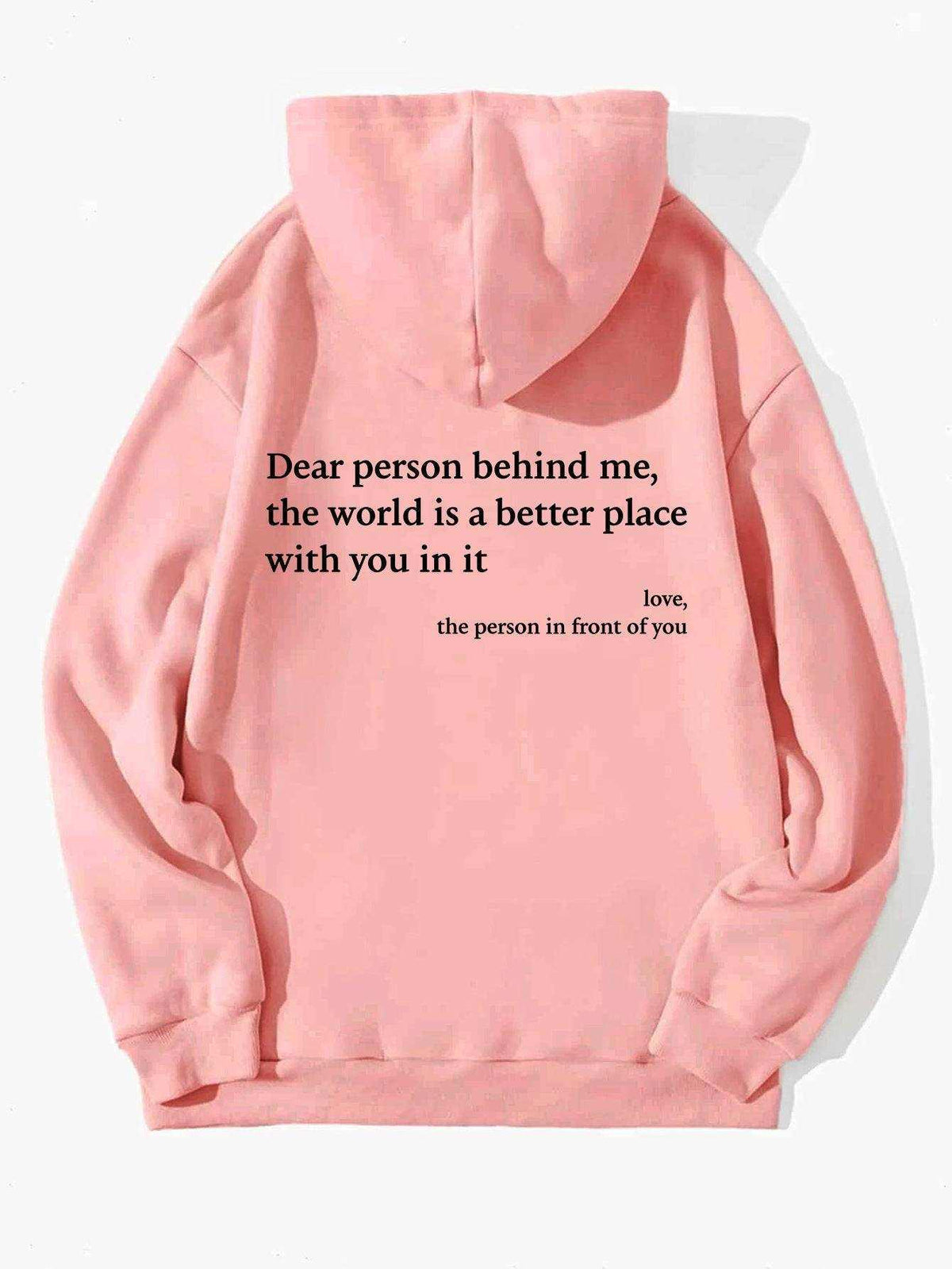 Women's plush letter printed kangaroo pocket drawstring hoodie in polyester with long sleeves and hooded collar