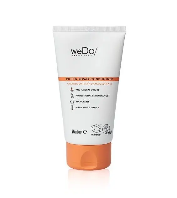 weDo Professional Rich and Repair Conditioner 75 ml tube for coarse damaged hair, vegan and recyclable packaging