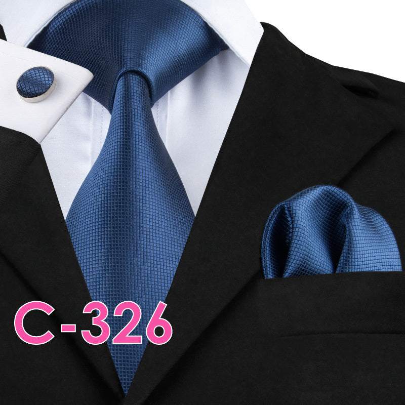 Men's solid silk tie and handkerchief set – product photo 10 of 20