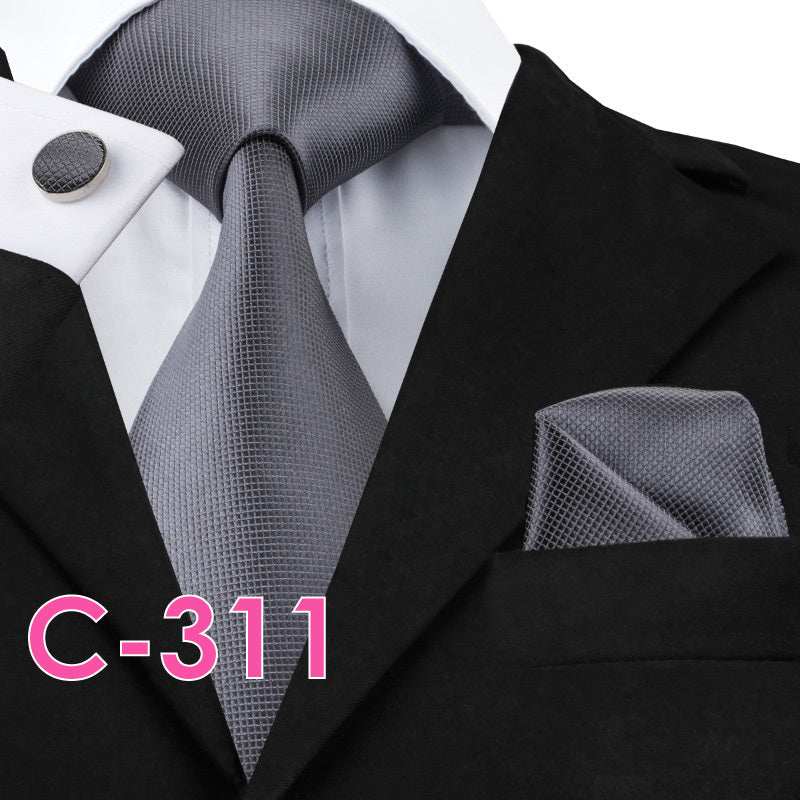 Men's solid silk tie and handkerchief set – product photo 9 of 20