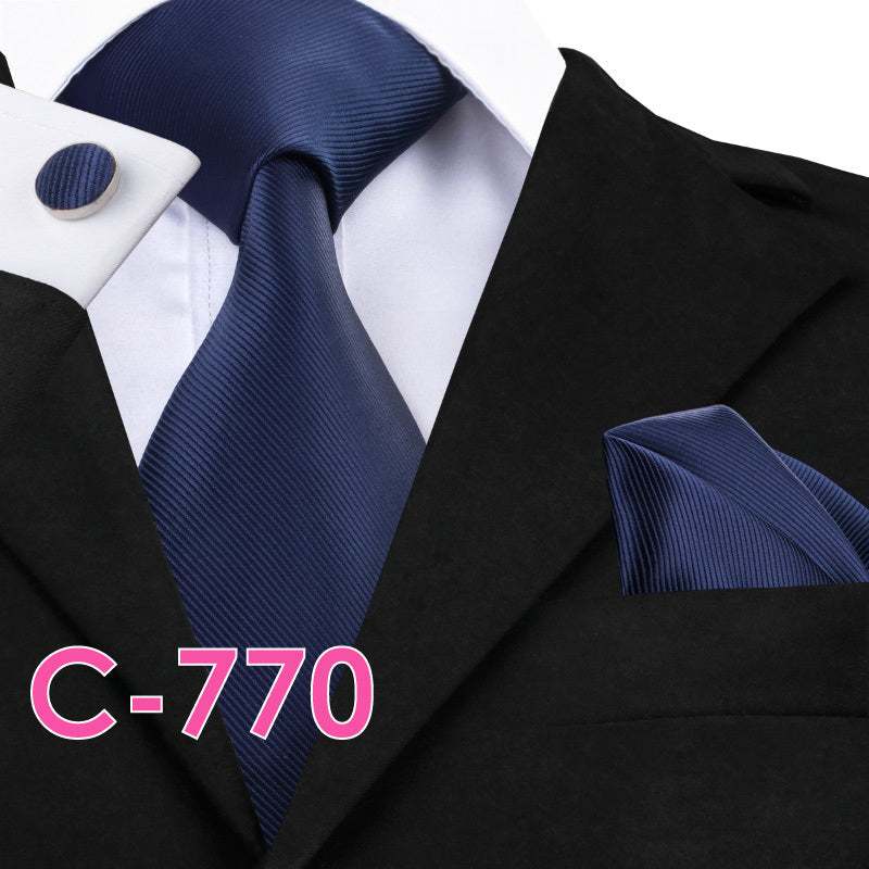 Men's solid silk tie and handkerchief set – product photo 17 of 20