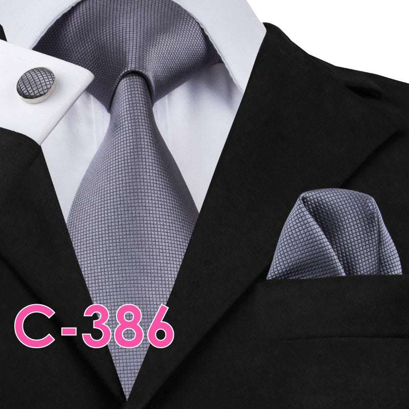 Men's solid silk tie and handkerchief set – product photo 12 of 20