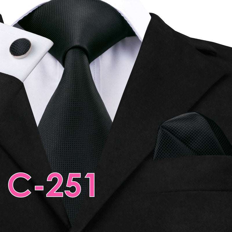 Men's solid silk tie and handkerchief set – product photo 5 of 20