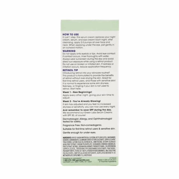Garnier Retinol-Berry Fragrance Free Super Smoothing Serum Cream 50 ml